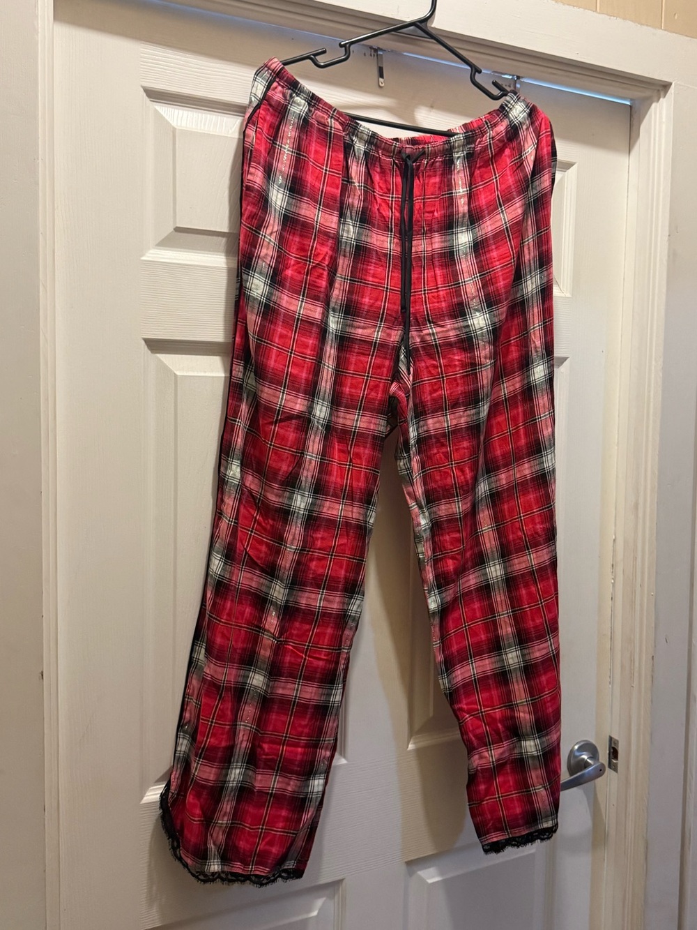Women’s Red, Black and White Plaid Pajama Pants